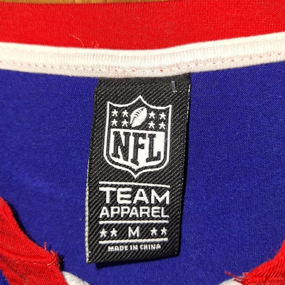NFL Buffalo Bills Blue and Red Lace-Up Long Sleeve Shirt In A Size Medium. NWT - Picture 2 of 11